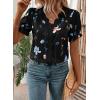 image:imageSHEWIN Womens Blouses Dressy Casual Lace V Neck Floral Tops Pulllover Short Sleeve Shirts Cute Summer Tops for Women 2026Black