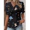 image:imageSHEWIN Womens Blouses Dressy Casual Lace V Neck Floral Tops Pulllover Short Sleeve Shirts Cute Summer Tops for Women 2026Black