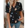 image:imageSHEWIN Womens Blouses Dressy Casual Lace V Neck Floral Tops Pulllover Short Sleeve Shirts Cute Summer Tops for Women 2026Black
