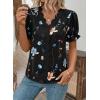 image:imageSHEWIN Womens Blouses Dressy Casual Lace V Neck Floral Tops Pulllover Short Sleeve Shirts Cute Summer Tops for Women 2026Black