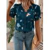 image:imageSHEWIN Womens Blouses Dressy Casual Lace V Neck Floral Tops Pulllover Short Sleeve Shirts Cute Summer Tops for Women 2026Blue Sapphire
