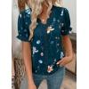 image:imageSHEWIN Womens Blouses Dressy Casual Lace V Neck Floral Tops Pulllover Short Sleeve Shirts Cute Summer Tops for Women 2026Blue Sapphire