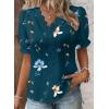image:imageSHEWIN Womens Blouses Dressy Casual Lace V Neck Floral Tops Pulllover Short Sleeve Shirts Cute Summer Tops for Women 2026Blue Sapphire