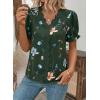 image:imageSHEWIN Womens Blouses Dressy Casual Lace V Neck Floral Tops Pulllover Short Sleeve Shirts Cute Summer Tops for Women 2026Green