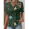 image:imageSHEWIN Womens Blouses Dressy Casual Lace V Neck Floral Tops Pulllover Short Sleeve Shirts Cute Summer Tops for Women 2026Green