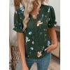 image:imageSHEWIN Womens Blouses Dressy Casual Lace V Neck Floral Tops Pulllover Short Sleeve Shirts Cute Summer Tops for Women 2026Green