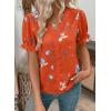 image:imageSHEWIN Womens Blouses Dressy Casual Lace V Neck Floral Tops Pulllover Short Sleeve Shirts Cute Summer Tops for Women 2026Orange