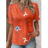 image:imageSHEWIN Womens Blouses Dressy Casual Lace V Neck Floral Tops Pulllover Short Sleeve Shirts Cute Summer Tops for Women 2026Orange