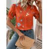 image:imageSHEWIN Womens Blouses Dressy Casual Lace V Neck Floral Tops Pulllover Short Sleeve Shirts Cute Summer Tops for Women 2026Orange