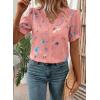 image:imageSHEWIN Womens Blouses Dressy Casual Lace V Neck Floral Tops Pulllover Short Sleeve Shirts Cute Summer Tops for Women 2026Pink