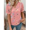 image:imageSHEWIN Womens Blouses Dressy Casual Lace V Neck Floral Tops Pulllover Short Sleeve Shirts Cute Summer Tops for Women 2026Pink