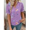 image:imageSHEWIN Womens Blouses Dressy Casual Lace V Neck Floral Tops Pulllover Short Sleeve Shirts Cute Summer Tops for Women 2026Purple