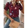 image:imageSHEWIN Womens Blouses Dressy Casual Lace V Neck Floral Tops Pulllover Short Sleeve Shirts Cute Summer Tops for Women 2026Red