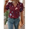 image:imageSHEWIN Womens Blouses Dressy Casual Lace V Neck Floral Tops Pulllover Short Sleeve Shirts Cute Summer Tops for Women 2026Red