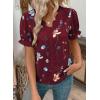 image:imageSHEWIN Womens Blouses Dressy Casual Lace V Neck Floral Tops Pulllover Short Sleeve Shirts Cute Summer Tops for Women 2026Red