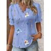 image:imageSHEWIN Womens Blouses Dressy Casual Lace V Neck Floral Tops Pulllover Short Sleeve Shirts Cute Summer Tops for Women 2026Sky Blue