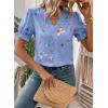 image:imageSHEWIN Womens Blouses Dressy Casual Lace V Neck Floral Tops Pulllover Short Sleeve Shirts Cute Summer Tops for Women 2026Sky Blue