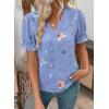 image:imageSHEWIN Womens Blouses Dressy Casual Lace V Neck Floral Tops Pulllover Short Sleeve Shirts Cute Summer Tops for Women 2026Sky Blue