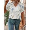 image:imageSHEWIN Womens Blouses Dressy Casual Lace V Neck Floral Tops Pulllover Short Sleeve Shirts Cute Summer Tops for Women 2026White