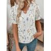 image:imageSHEWIN Womens Blouses Dressy Casual Lace V Neck Floral Tops Pulllover Short Sleeve Shirts Cute Summer Tops for Women 2026White