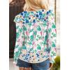 image:imageSHEWIN Womens Blouses Split V Neck Mixed Floral Print Long Sleeve Chiffon Fall Tops Striped Trim ShirtsForal Blue