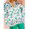 image:imageSHEWIN Womens Blouses Split V Neck Mixed Floral Print Long Sleeve Chiffon Fall Tops Striped Trim ShirtsForal Blue