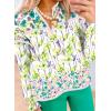 image:imageSHEWIN Womens Blouses Split V Neck Mixed Floral Print Long Sleeve Chiffon Fall Tops Striped Trim ShirtsForal Green