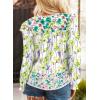 image:imageSHEWIN Womens Blouses Split V Neck Mixed Floral Print Long Sleeve Chiffon Fall Tops Striped Trim ShirtsForal Green