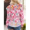 image:imageSHEWIN Womens Blouses Split V Neck Mixed Floral Print Long Sleeve Chiffon Fall Tops Striped Trim ShirtsForal Pink