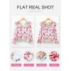 image:imageSHEWIN Womens Blouses Split V Neck Mixed Floral Print Long Sleeve Chiffon Fall Tops Striped Trim ShirtsForal Pink