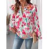 image:imageSHEWIN Womens Blouses Split V Neck Mixed Floral Print Long Sleeve Chiffon Fall Tops Striped Trim ShirtsForal White