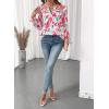 image:imageSHEWIN Womens Blouses Split V Neck Mixed Floral Print Long Sleeve Chiffon Fall Tops Striped Trim ShirtsForal White