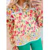 image:imageSHEWIN Womens Blouses Split V Neck Mixed Floral Print Long Sleeve Chiffon Fall Tops Striped Trim ShirtsForal Yellow