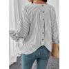 image:imageSHEWIN Womens Blouses Summer Striped Crewneck 34 Tie Sleeve Tops with Button Decoration On BackBlack Stripe