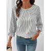 image:imageSHEWIN Womens Blouses Summer Striped Crewneck 34 Tie Sleeve Tops with Button Decoration On BackBlack Stripe