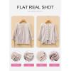 image:imageSHEWIN Womens Blouses Summer Striped Crewneck 34 Tie Sleeve Tops with Button Decoration On BackBrown Stripe