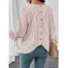 image:imageSHEWIN Womens Blouses Summer Striped Crewneck 34 Tie Sleeve Tops with Button Decoration On BackBrown Stripe