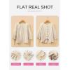 image:imageSHEWIN Womens Blouses Summer Striped Crewneck 34 Tie Sleeve Tops with Button Decoration On BackGreen Stripe
