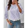 image:imageSHEWIN Womens Blouses Summer Striped Crewneck 34 Tie Sleeve Tops with Button Decoration On BackNavy Stripe