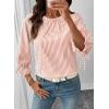 image:imageSHEWIN Womens Blouses Summer Striped Crewneck 34 Tie Sleeve Tops with Button Decoration On BackOrange Stripe