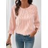 image:imageSHEWIN Womens Blouses Summer Striped Crewneck 34 Tie Sleeve Tops with Button Decoration On BackOrange Stripe