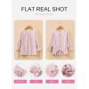 image:imageSHEWIN Womens Blouses Summer Striped Crewneck 34 Tie Sleeve Tops with Button Decoration On BackRed Stripe