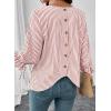 image:imageSHEWIN Womens Blouses Summer Striped Crewneck 34 Tie Sleeve Tops with Button Decoration On BackRed Stripe