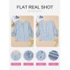 image:imageSHEWIN Womens Blouses Summer Striped Crewneck 34 Tie Sleeve Tops with Button Decoration On BackSky Blue Stripe