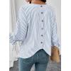 image:imageSHEWIN Womens Blouses Summer Striped Crewneck 34 Tie Sleeve Tops with Button Decoration On BackSky Blue Stripe
