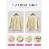 image:imageSHEWIN Womens Blouses Summer Striped Crewneck 34 Tie Sleeve Tops with Button Decoration On BackYellow Stripe