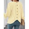 image:imageSHEWIN Womens Blouses Summer Striped Crewneck 34 Tie Sleeve Tops with Button Decoration On BackYellow Stripe