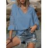image:imageSHEWIN Womens Blouses V Neck T Shirts Pullover 34 Length Sleeve Tops Business Casual Spring Outfits for Women 2026Ashleigh Blue