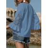 image:imageSHEWIN Womens Blouses V Neck T Shirts Pullover 34 Length Sleeve Tops Business Casual Spring Outfits for Women 2026Ashleigh Blue
