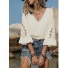 image:imageSHEWIN Womens Blouses V Neck T Shirts Pullover 34 Length Sleeve Tops Business Casual Spring Outfits for Women 2026Beige